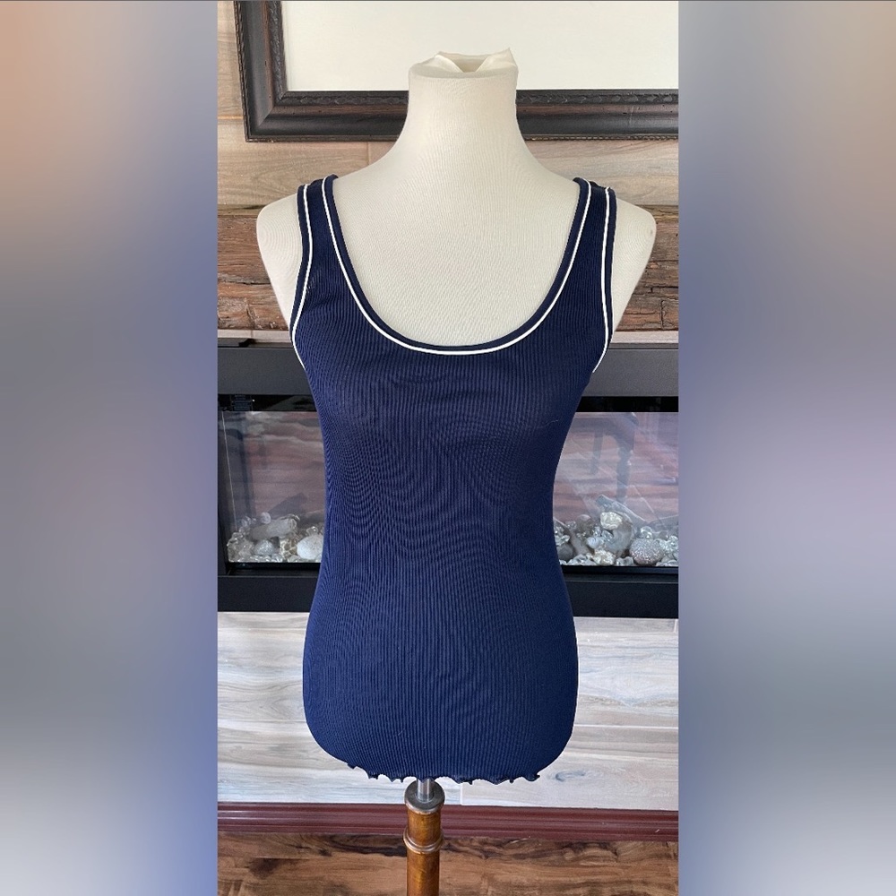 Oscalito blue tank top filo di scozia. Made in Italy. Size 4. New